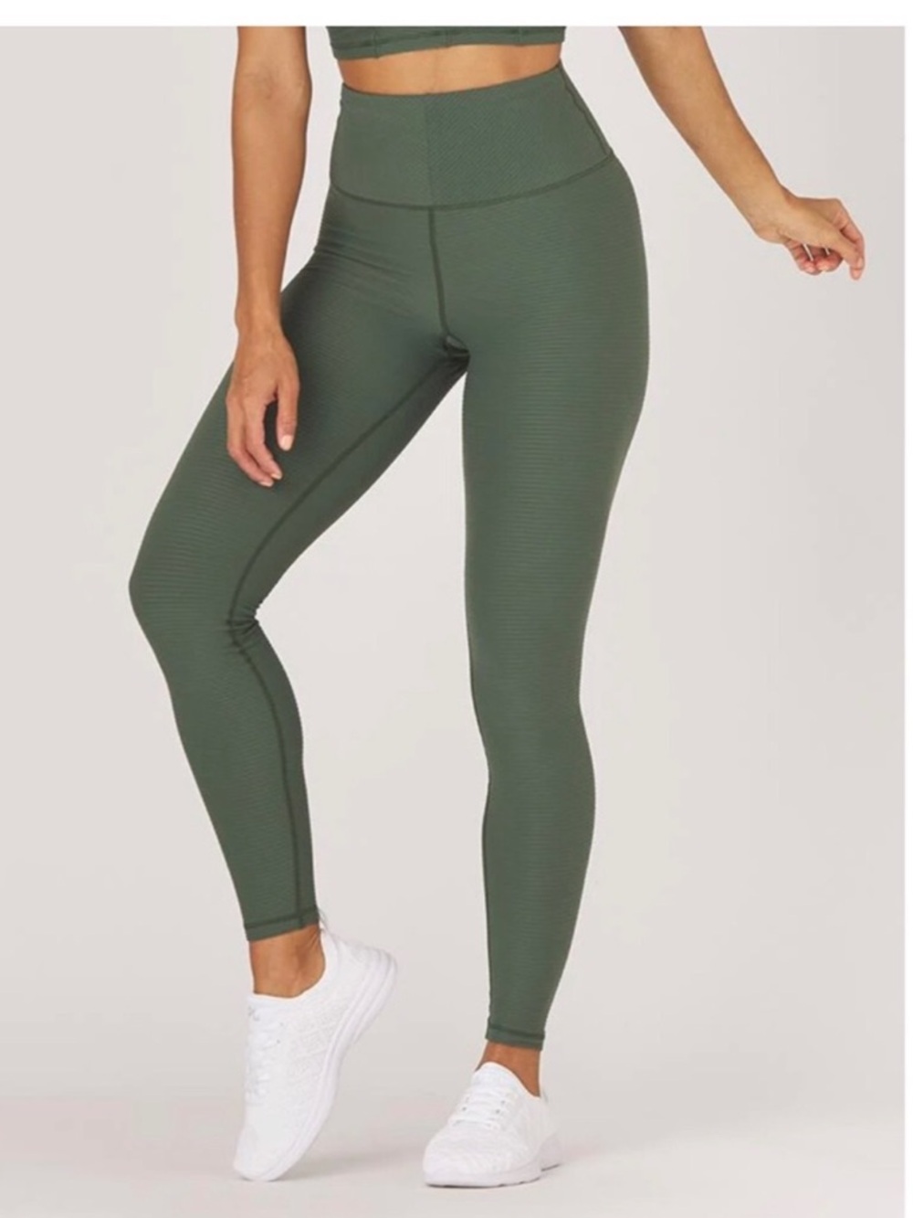 Glyder Small leggings CHARGE olive green textured leggings high waist slimming